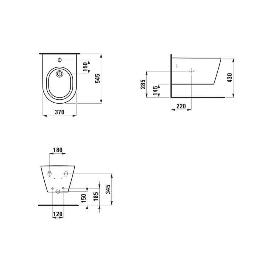 Laufen Kartell White bide konzolni sa rupom za bateriju 37x54,5x29 8.3033.1.0203.021