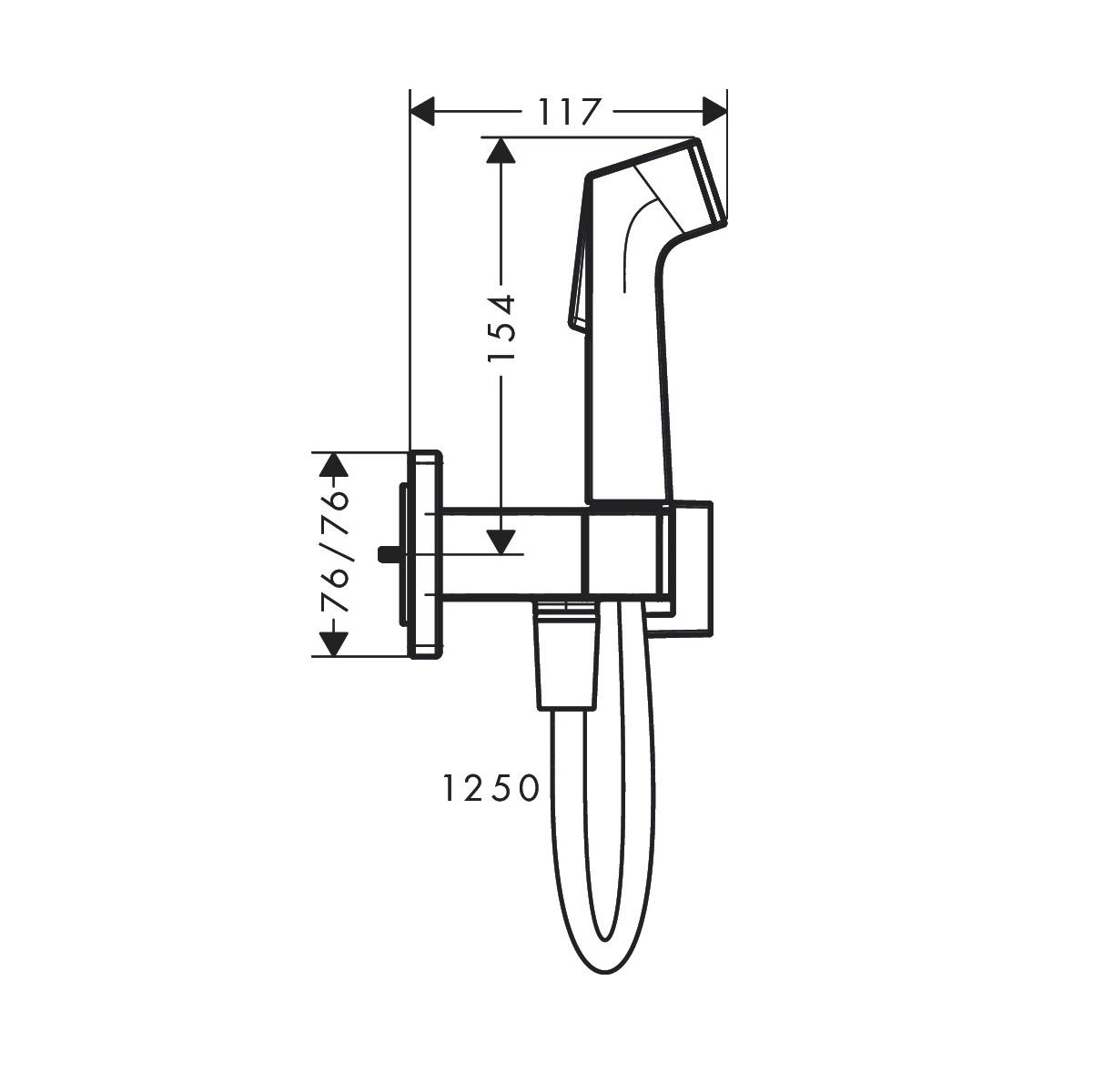 Hansgrohe E EcoSmart+ Chrome higijenski tuš set: ručni tuš sa aktivatorom mlaza za toplu vodu, Isiflex'B 1250 crevo za tuš i držač za ručni tuš 29233000
