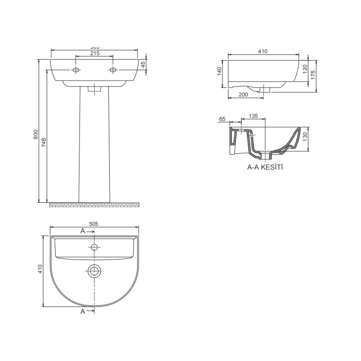 Turkuaz CeraStyle Bella White umivaonik (lavabo) 50x41x12 konzolni sa rupom za bateriju i prelivom 3200U