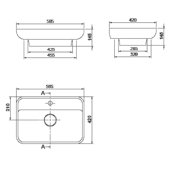 Turkuaz CeraStyle Lal White umivaonik (lavabo) 60x42 nadgradni sa rupom za bateriju i keramičkim poklopcem odvoda 72700U
