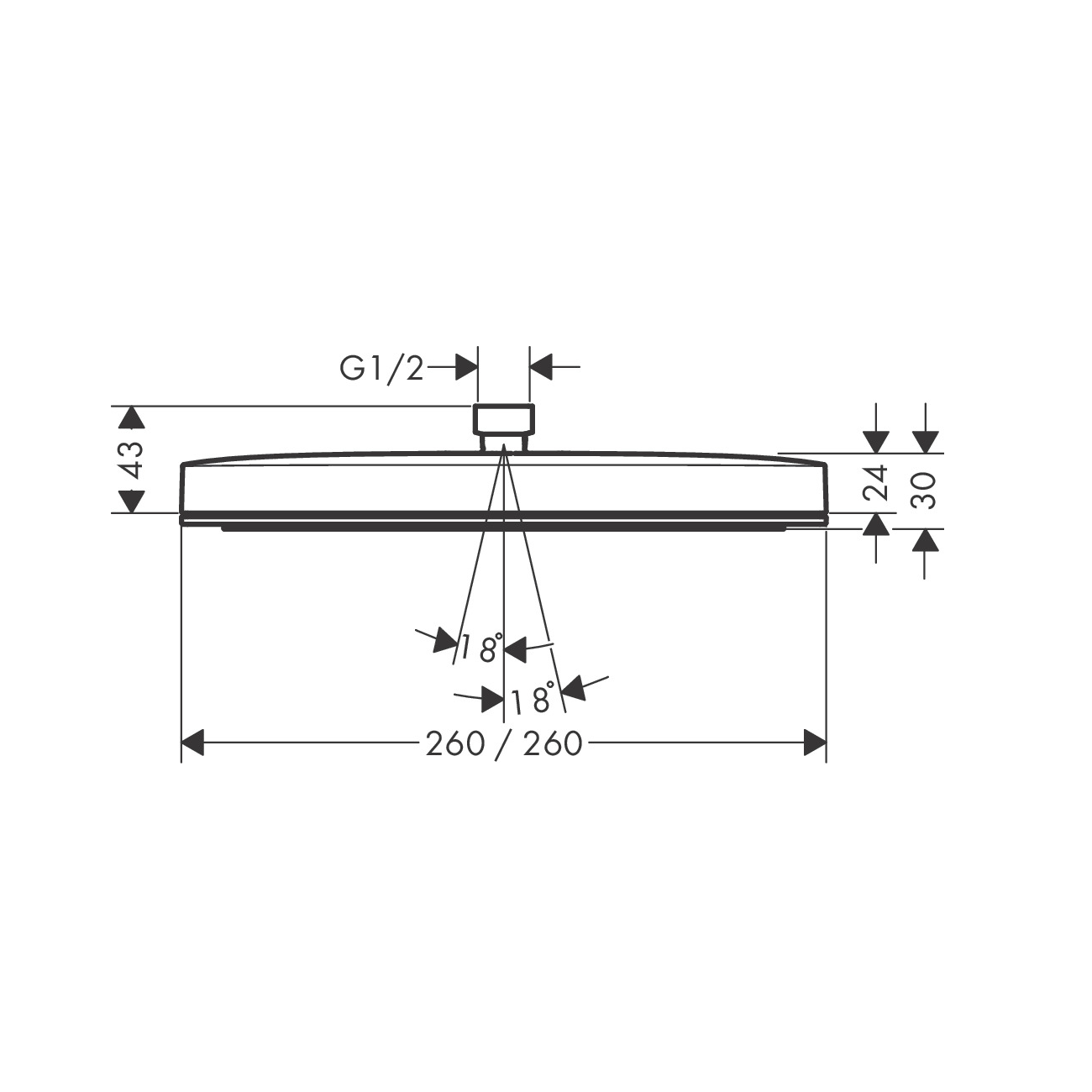 Hansgrohe Pulsify E 260 EcoSmart+ Chrome nadglavni tuš četvrtasti 24333000