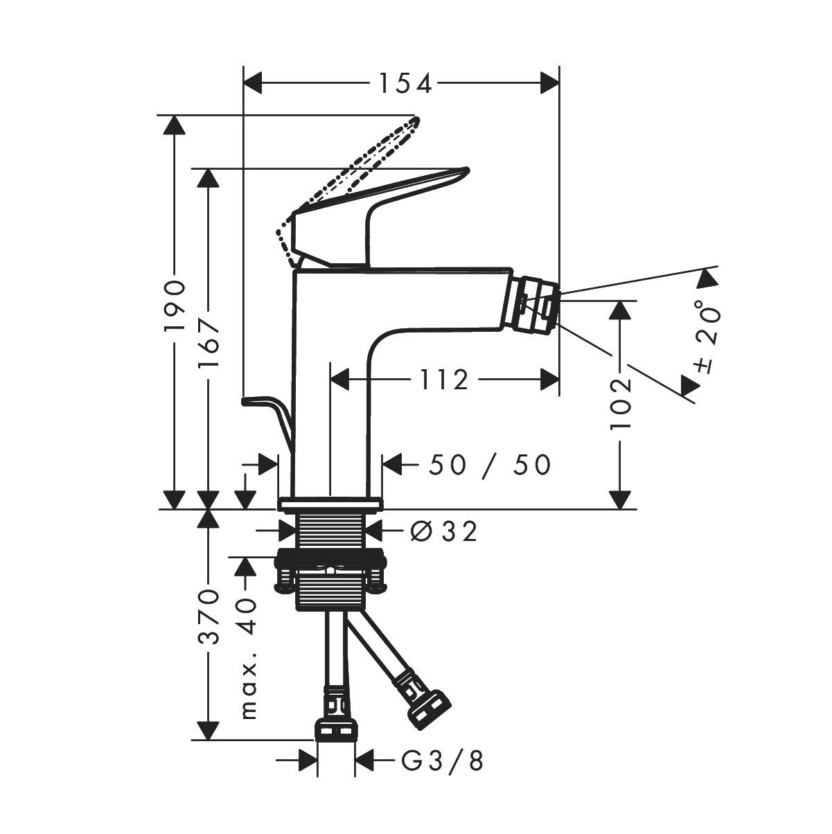 Hansgrohe Logis 110 Chrome baterija (slavina) za bide sa odlivnim ventilom sifona pop-up 71201000