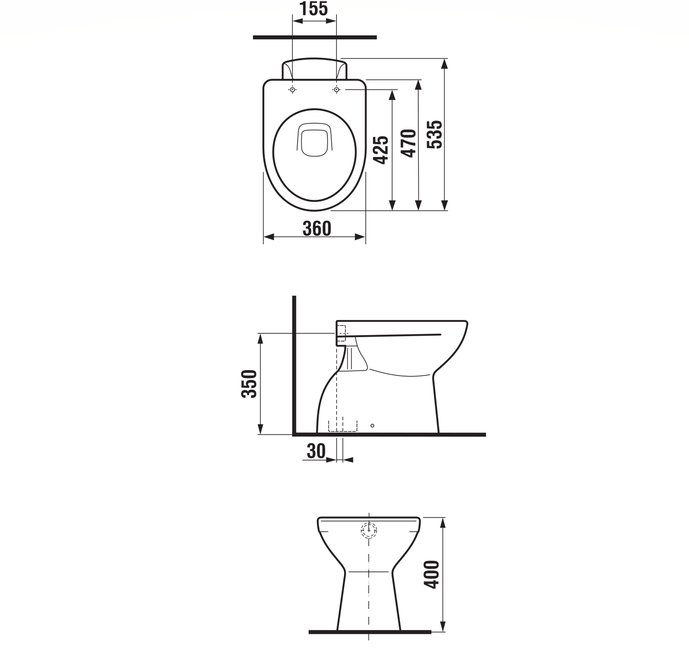 Jika Lyra Plus White WC šolja podna 36x47x40 sa odvodom u pod (simplon) 8.2138.7.000.000.1