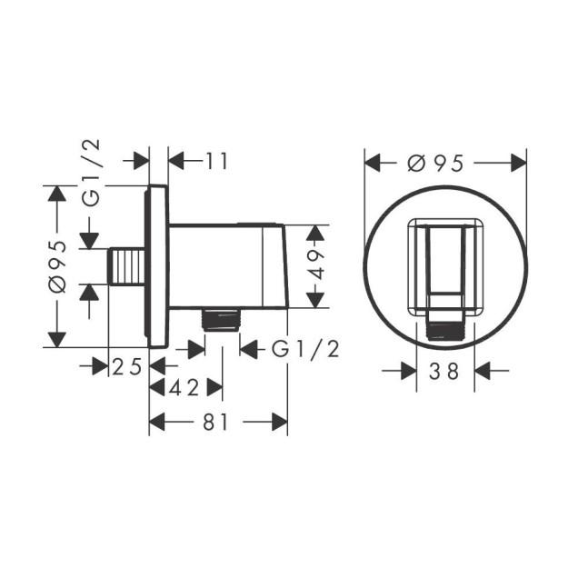 Hansgrohe FixFit S Round Brushed Black Chrome priključak za crevo ručnog tuša sa držačem ručnog tuša sa nepovratnim ventilom 26888340