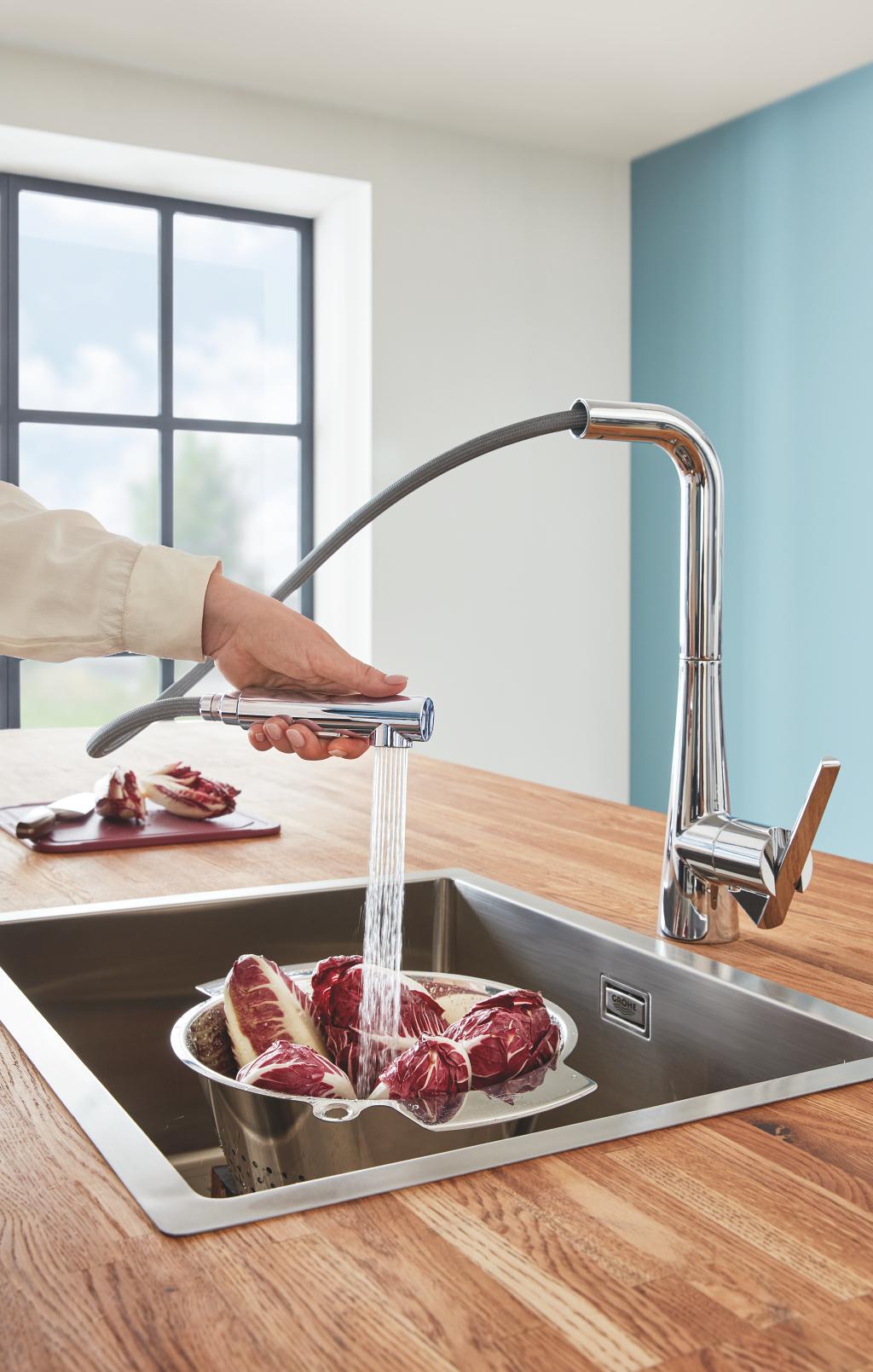 Grohe Zedra 350 Chrome baterija (slavina) za sudoperu sa izvlačećim tušem 32553002