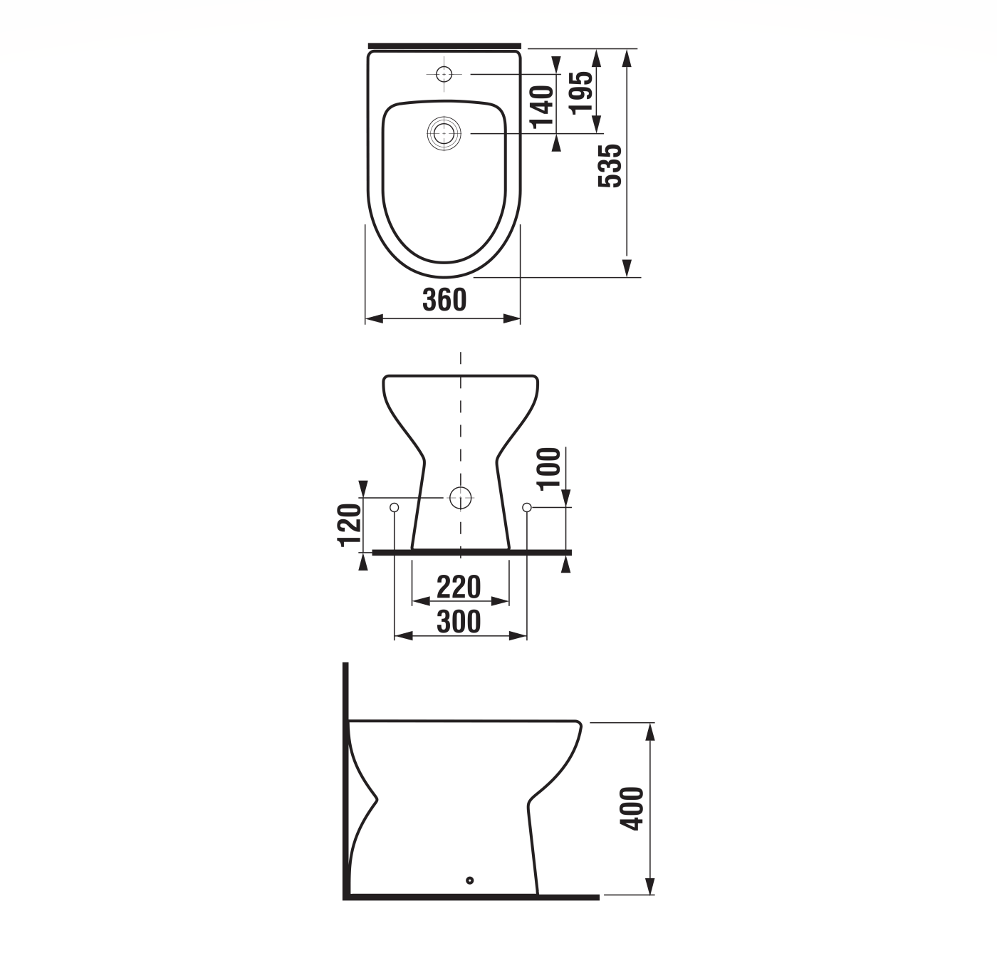 Jika Lyra Plus White bide samostojeći 36x53,5x40 sa rupom za bateriju i sa prelivom 8.3238.0.000.304.1