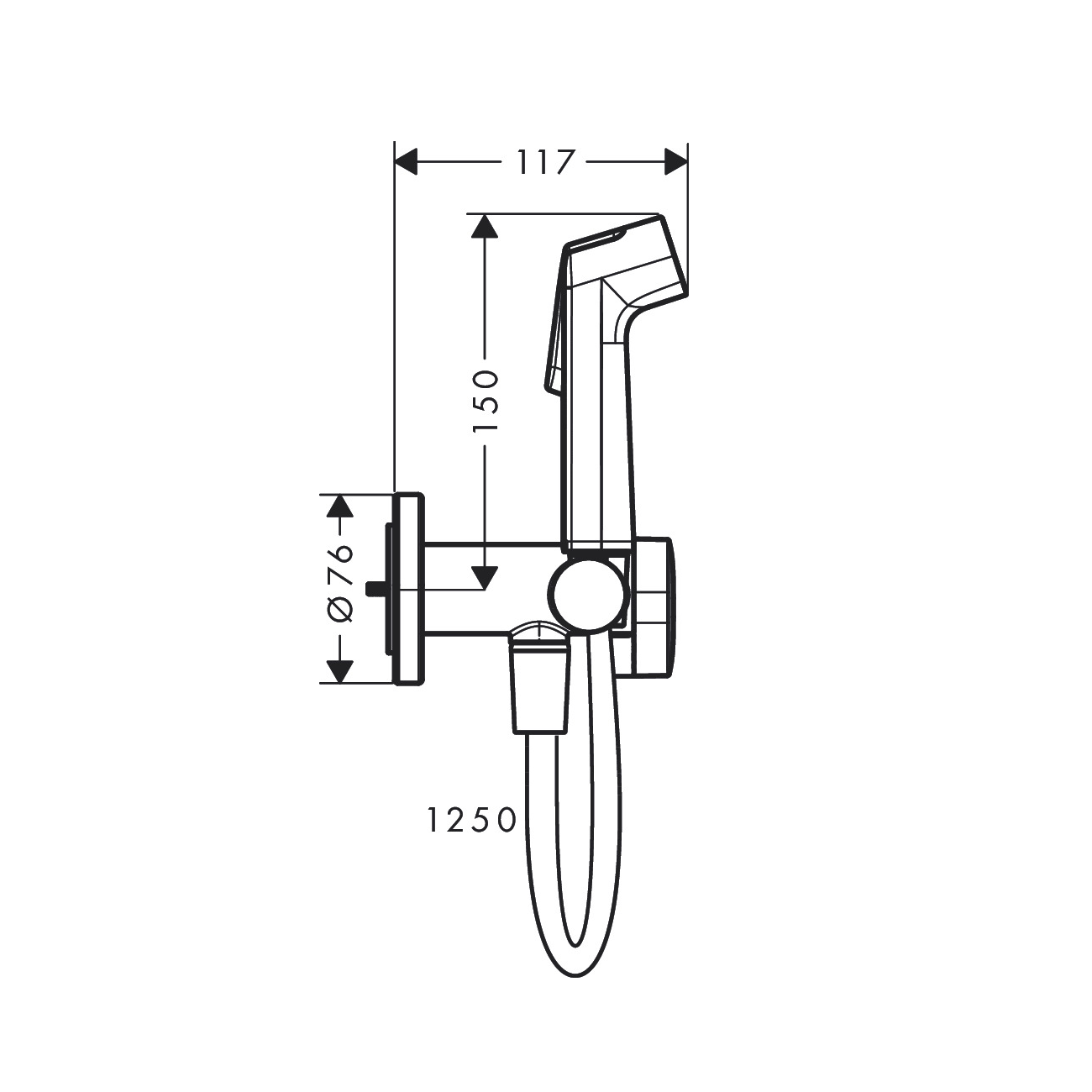 Hansgrohe S EcoSmart Matt Black higijenski (bideta) tuš, mešač sa integrisanim priključkom i držačem i Isiflex B' 1250 crevom 29232670