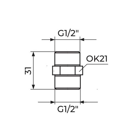 Rosan Chrome dupla nipla 1/2x1/2