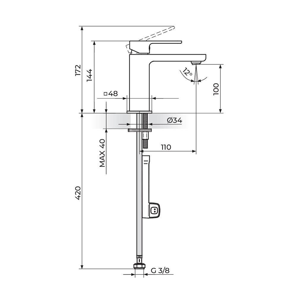 Rosan S2 100 Chrome baterija (slavina) za umivaonik sa 1 cevi 254201