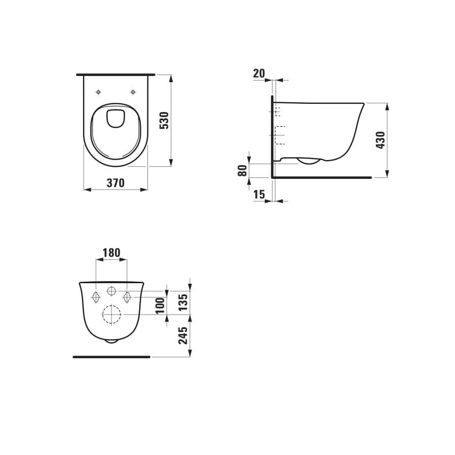 Laufen New Classic White Rimless WC šolja konzolna 37x53x35 8.2085.1.000.000.1