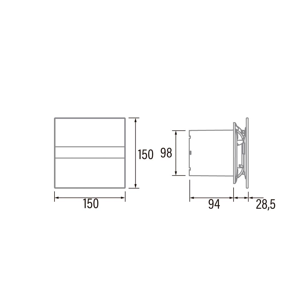 Cata E-100 GTH White kupatilski ventilator sa tajmerom i meračem vlažnosti vazduha i temperature 00900200 -A