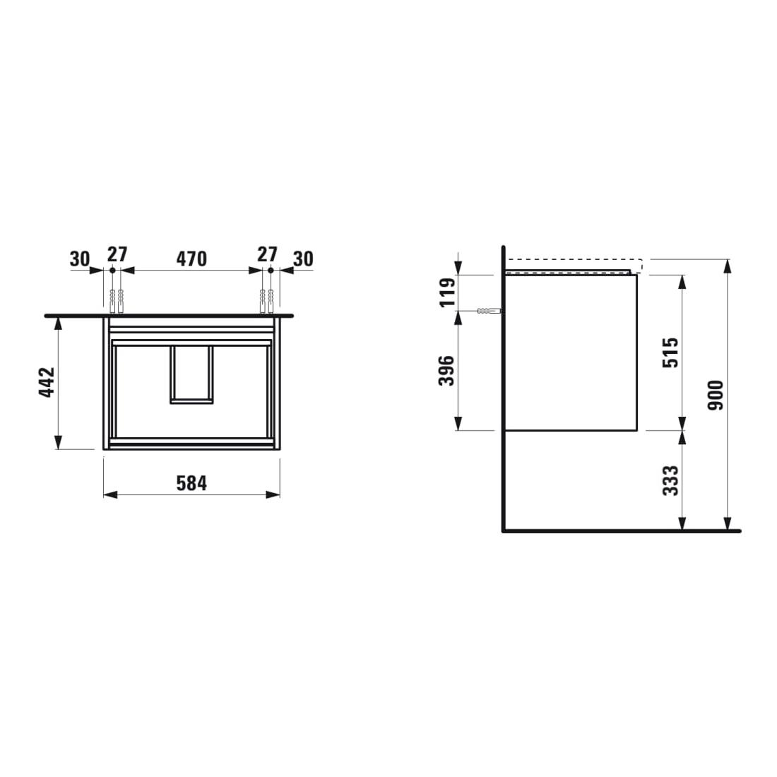 Laufen White ormar 58,5x44x53 za umivaonike (lavaboe) od medijapana 4.0118.2.075.464
