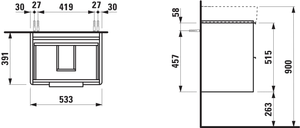 Laufen Val White Matt ormar za umivaonik konzolni 53,3x39,1x51,5 4.0219.2.110.260.1