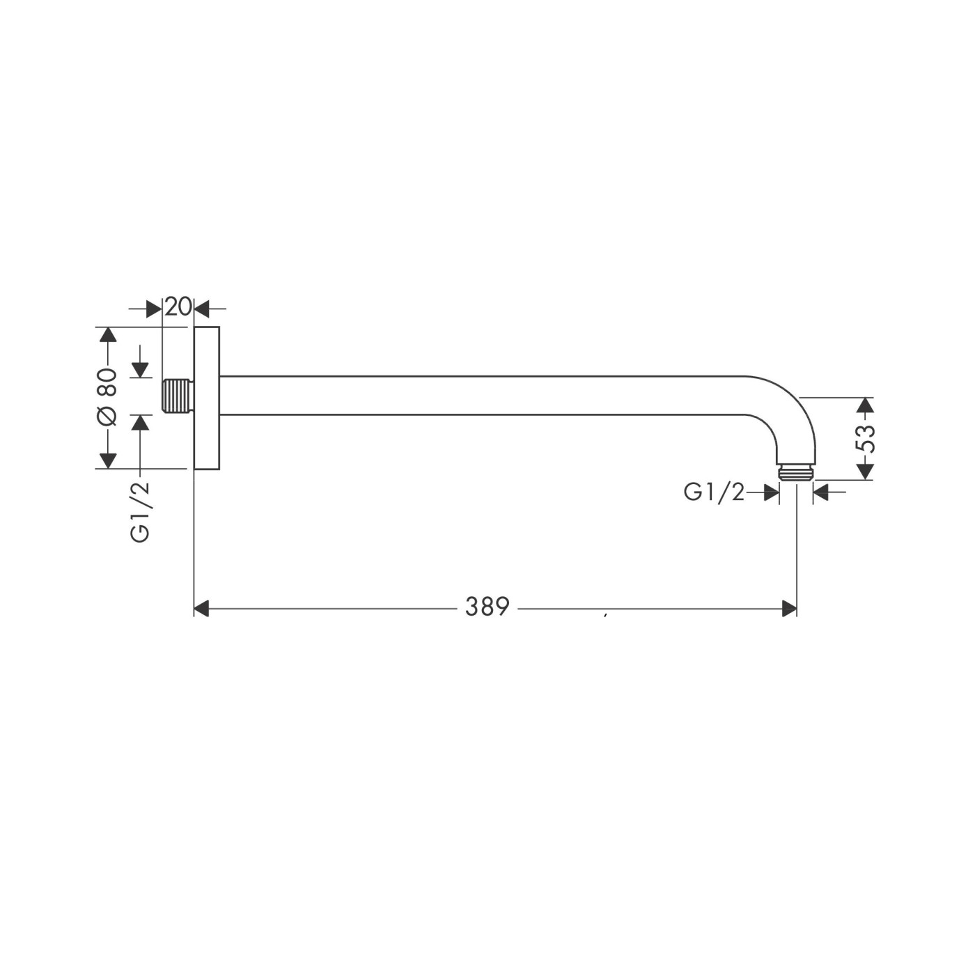 Hansgrohe 389 Matt Black držač nadglavnog tuša 27413670