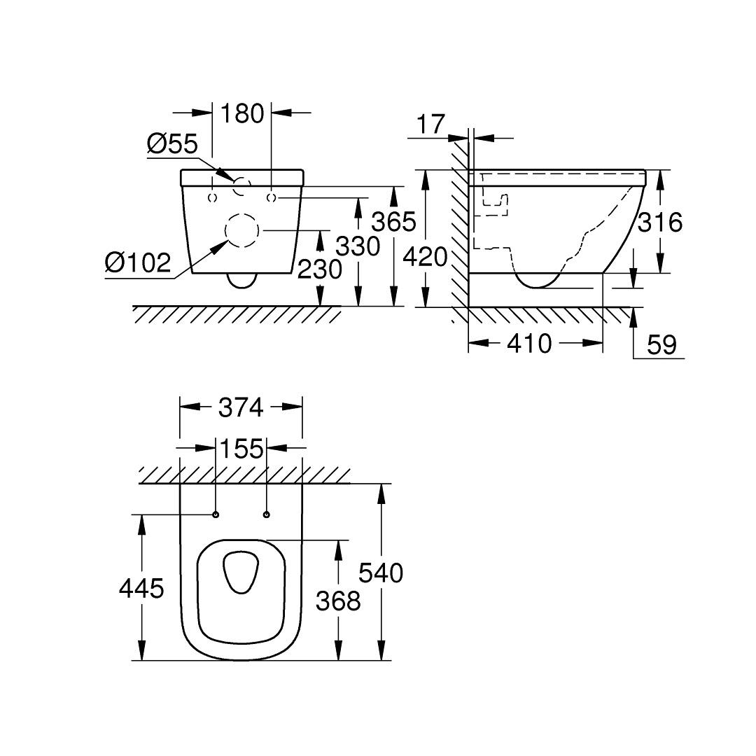 Grohe Euro Ceramic Alpine White Rimless WC šolja konzolna 39328000