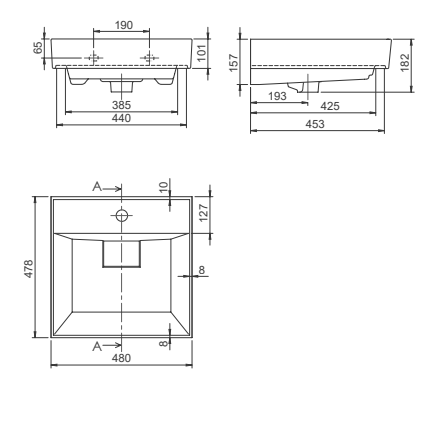 Turkuaz CeraStyle Sharp White umivaonik (lavabo) 48x48x10 konzolni sa rupom za bateriju i prelivom sa keramičkim odvodom 37000U