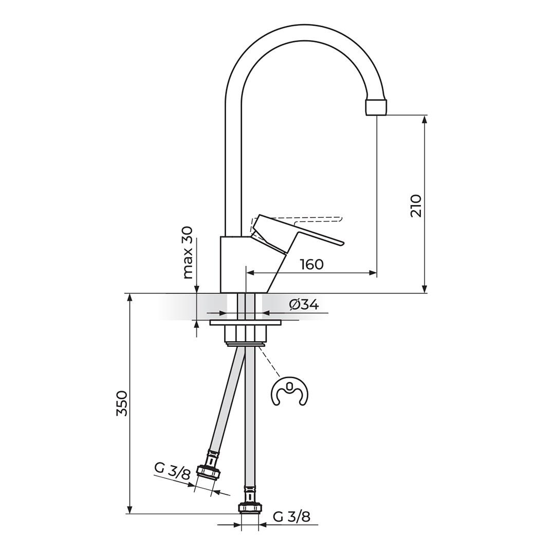 Rosan Smart 210 Chrome baterija (slavina) za sudoperu/umivaonik JA382001