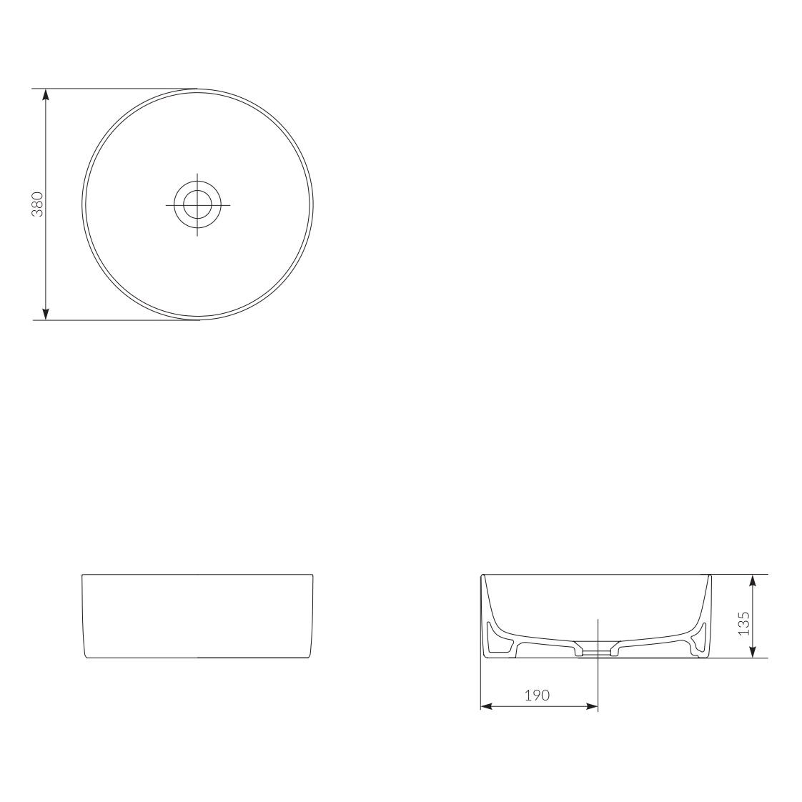 Cersanit Crea 38 White umivaonik (lavabo) 38x38x13,5 nadgradni okrugli K114-020