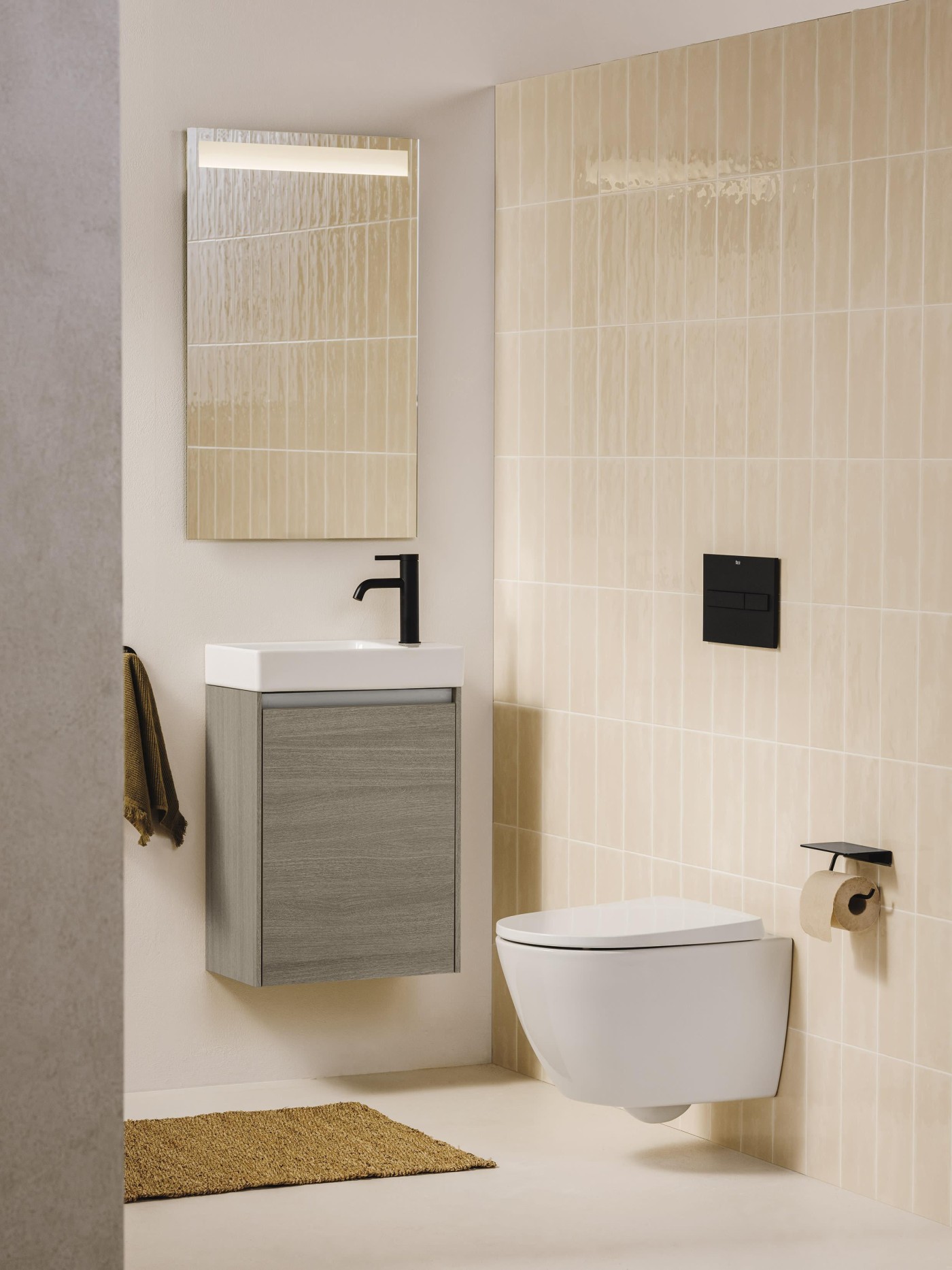 Roca Ona White Fineceramic® umivaonik (lavabo) 45x26x8 konzolni sa rupom za bateriju desno i prelivom A327681000