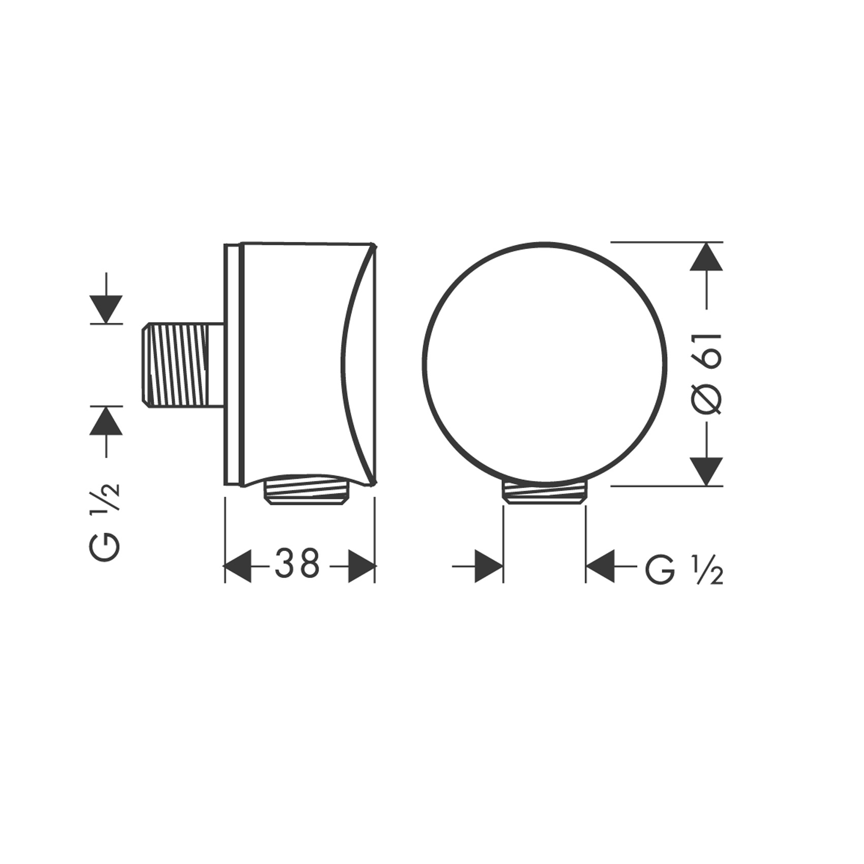 Hansgrohe FixFit Round Brushed Black Chrome priključak za crevo ručnog tuša sa nepovratnim ventilom i sintetičkim priključnim uglom 26453340