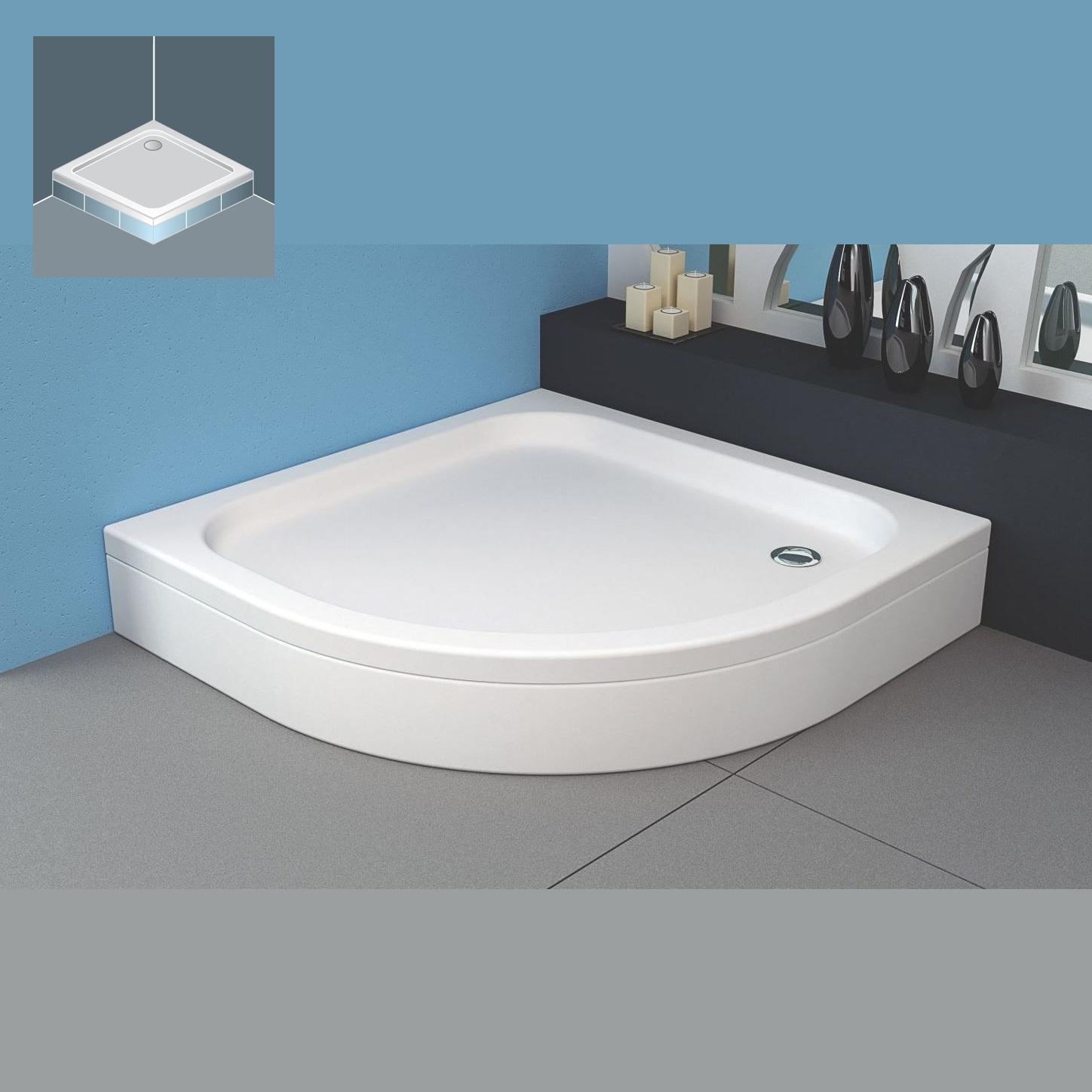 Kolpa San Ontex White 80x80x6 R550 tuš kada polukružna ugradna od sanitarnog akrila sa odlivom Ø52mm 754870