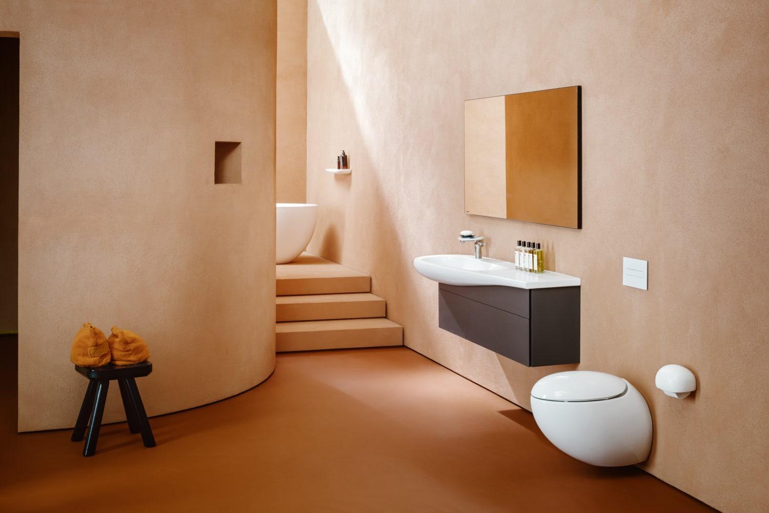 Laufen Il Bagno Alessi Noce Canaletto - Real Wood Veneer konzolni ormar za umivaonik 99,4x32,1x44,2 sa fiokom, integrisanom ručkom sa leve i desne strane, jednom fiokom sa mehanizmom za meko zatvaranje i sifonskim izrezom na levoj strani 4.3042.1.097.630.