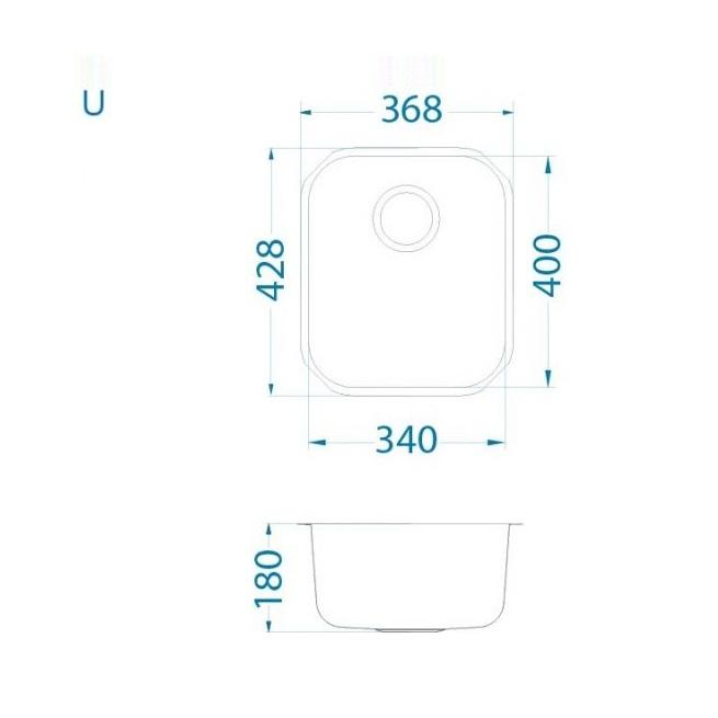 Alveus Variant 40 Satin Finish sudopera ugradna i podgradna četvrtasta prohromska 34x40x18 sa prelivom i odvodnim otvorom 1009013