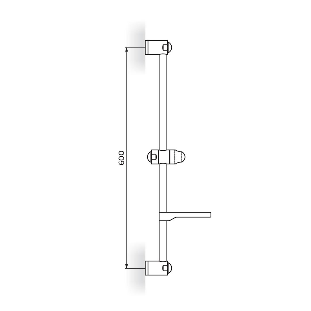 Rosan Chrome 600 usponska šipka za tuš klizna sa držačem za sapun PDTZS04