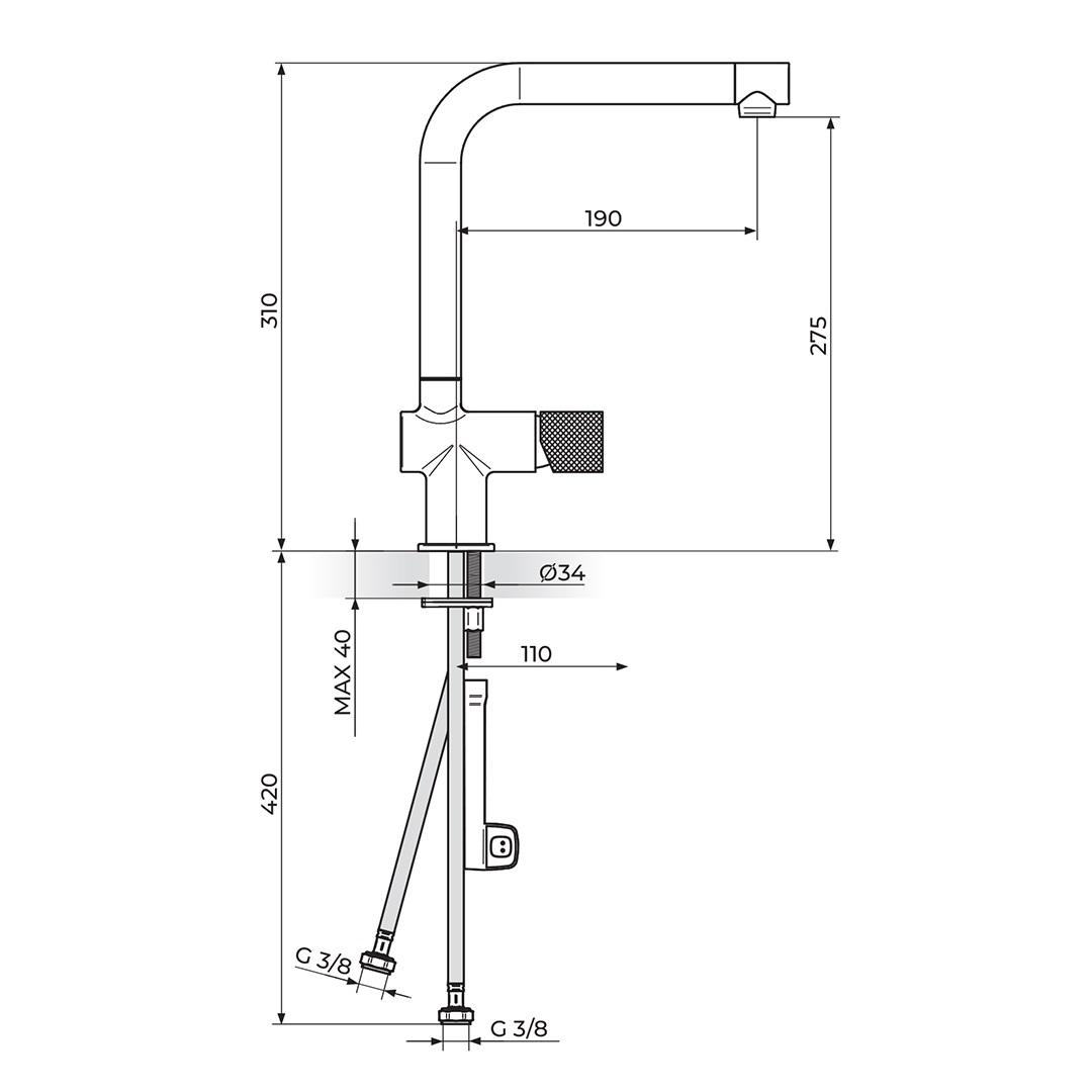 Rosan S2 Gold 275 baterija (slavina) za sudoperu 238301G