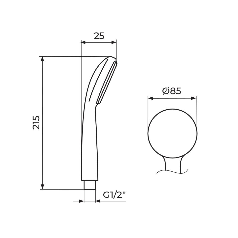 Rosan Stolz 85 Chrome ručni tuš sa stinim porama PTREC12