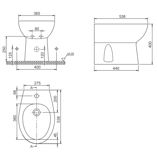 Turkuaz CeraStyle Lila White bide podni 36,5x53,8x40 5400