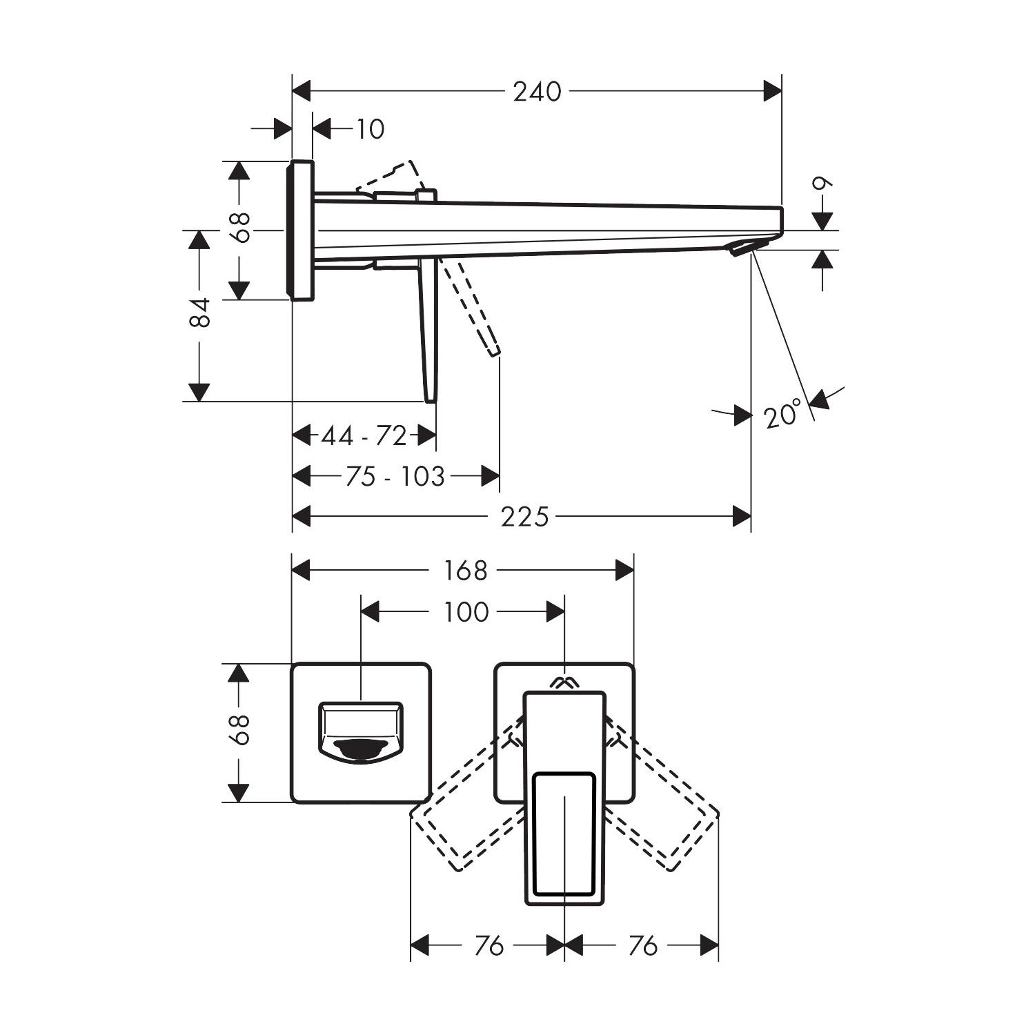 Hansgrohe Metropol Loop 225 Chrome uzidna baterija (slavina) za umivaonik sa odlivnim ventilom sifona nezatvorivim 74526000