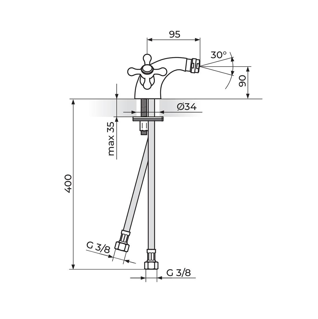 Rosan Brontee 90 Special Brontee baterija (slavina) za bide dvoručna NB29101