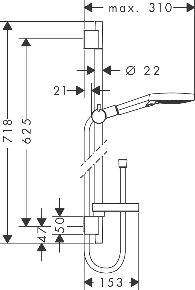 Hansgrohe Raindance Select S 120 Chrome tuš set: ručni tuš, usponska šipka za tuš, Isiflex crevo za tuš i posuda za sapun 27654000