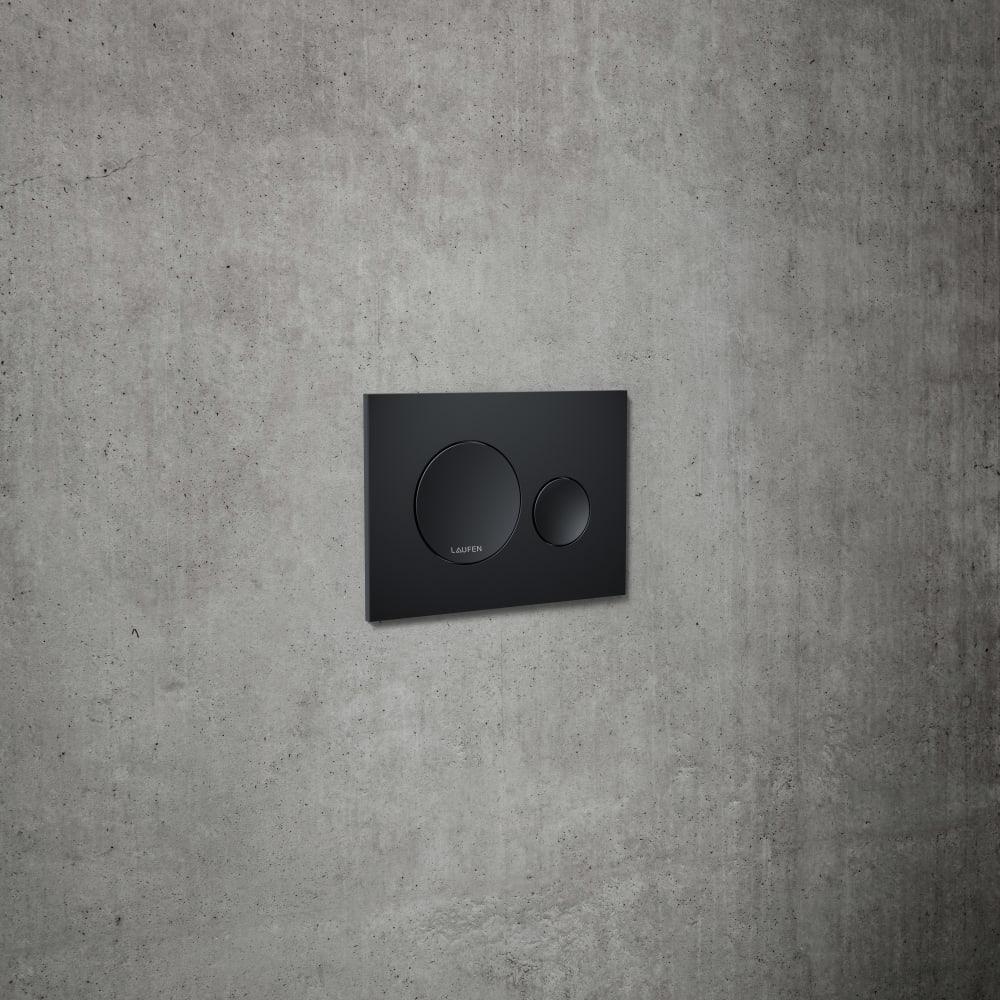 Laufen Ineo Moon DualFlush Matt Black taster za ugradne vodokotliće dvokoličinski sa okruglom tipkom debljine 6mm 9.0011.4.716.000.1