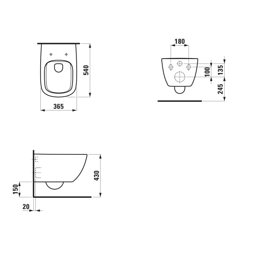 Laufen Palomba set Wc šolja konzolna 54x36,5x35 + Wc daska sporospuštajuća od duroplasta  8.6680.0.000.000.1