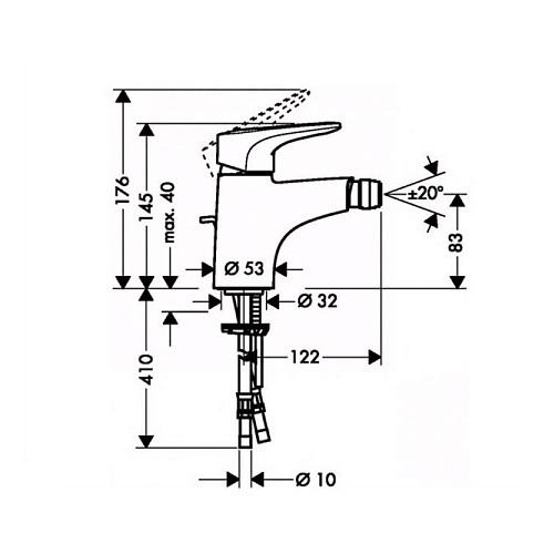 Hansgrohe Metropol E Chrome baterija (slavina) za bide sa odlivnim ventilom sifona pop-up 14272000