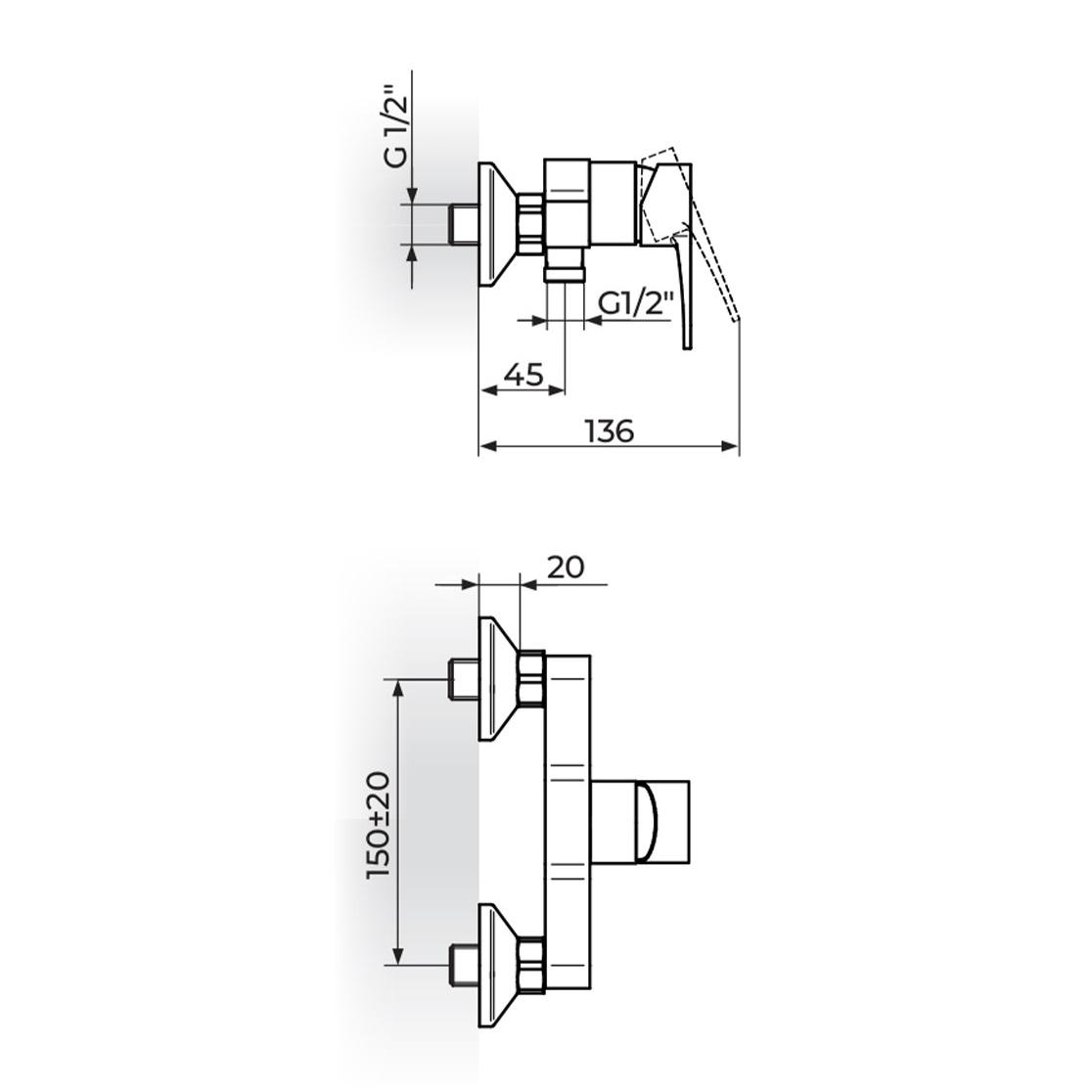 Rosan Blau Chrome baterija (slavina) za tuš B137100