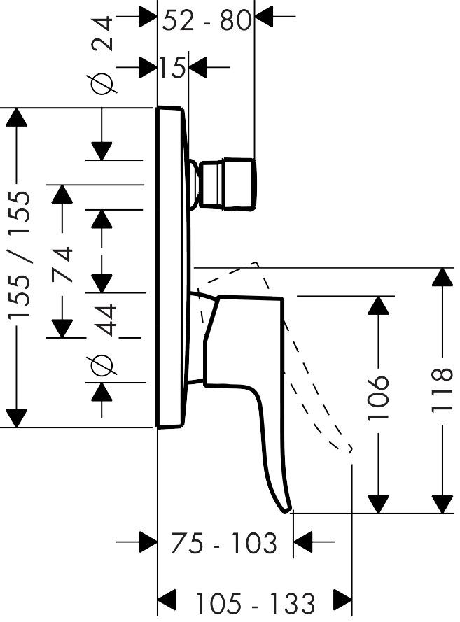 Hansgrohe Metris Chrome mešač sa prebacivačem četvrtasti 31454000