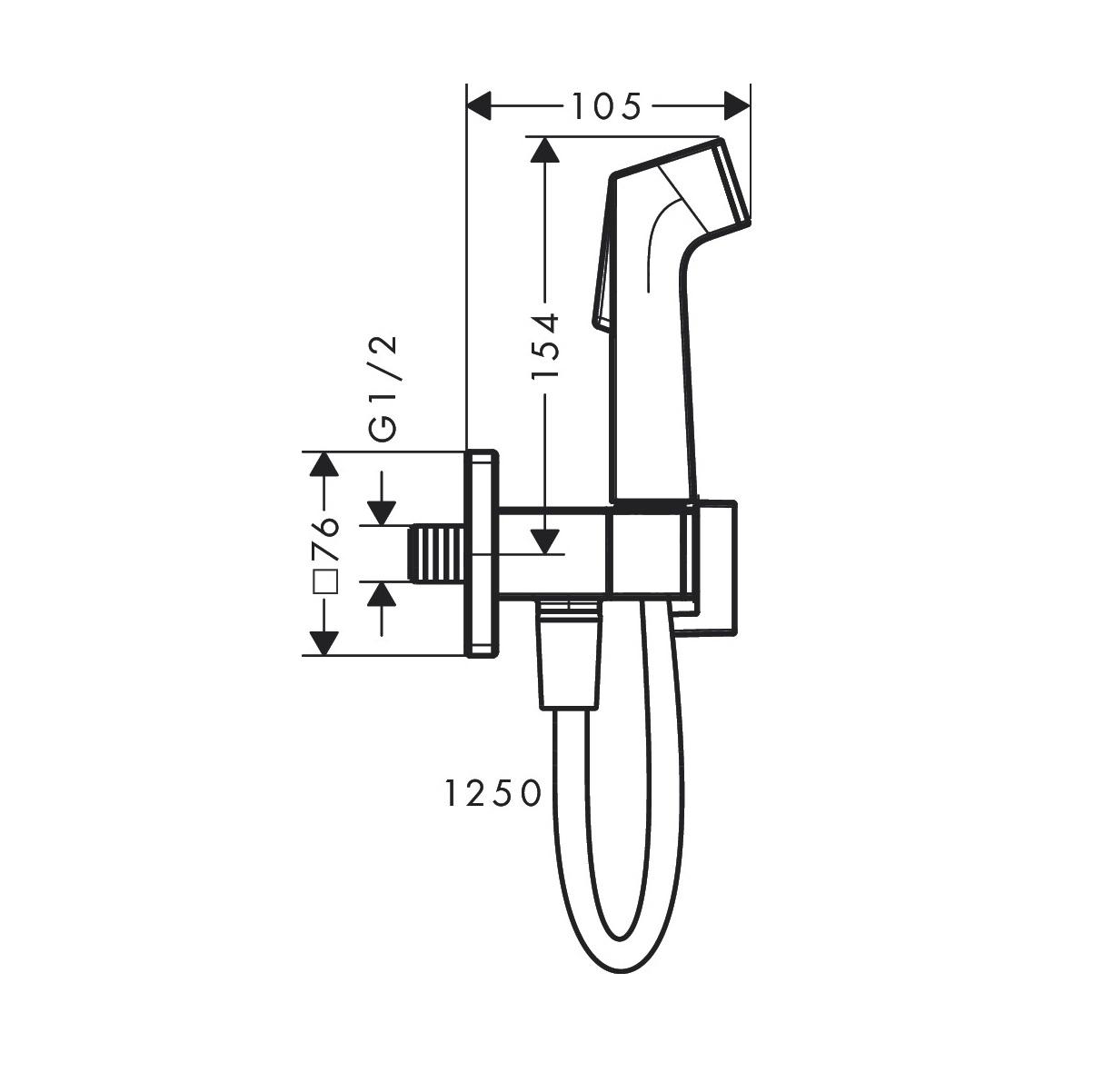 Hansgrohe E EcoSmart+ Matt Black higijenski tuš set: ručni tuš sa aktivatorom mlaza za hladnu vodu, Isiflex'B 1250 crevo za tuš i držač za ručni tuš 29231670