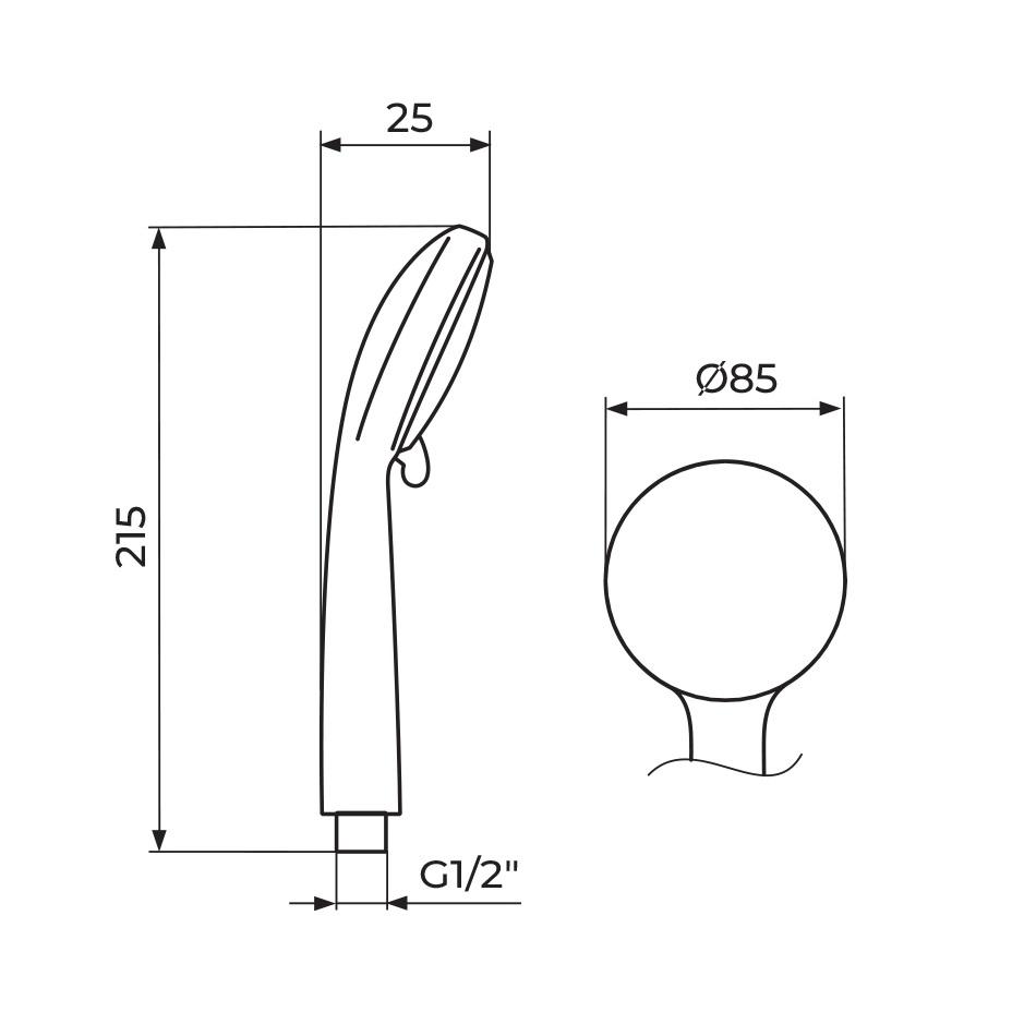 Rosan B/2 85 Chrome ručni tuš sa 3+2 funkcije PTR3C10