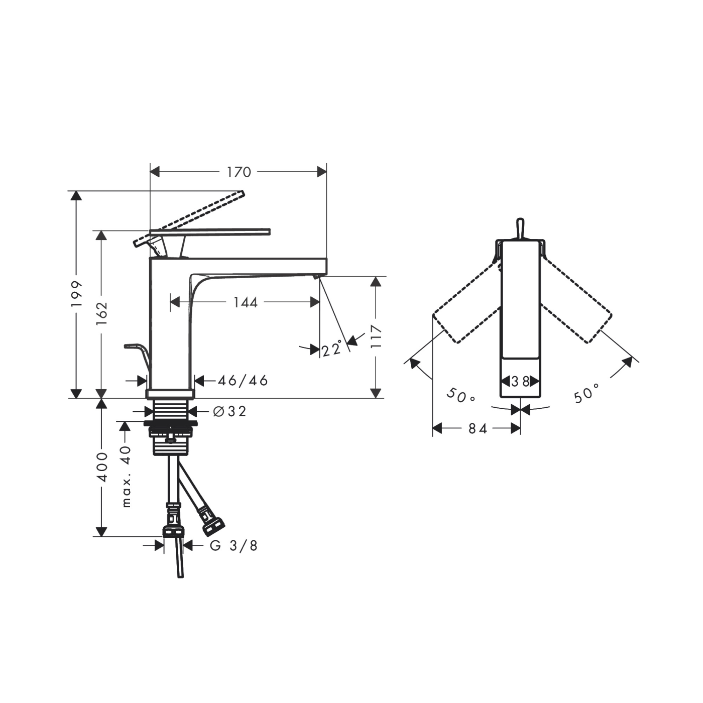 Hansgrohe Tecturis E 110 EcoSmart+ Chrome baterija (slavina) za umivaonik sa odlivnim ventilom sifona pop-up 73010000