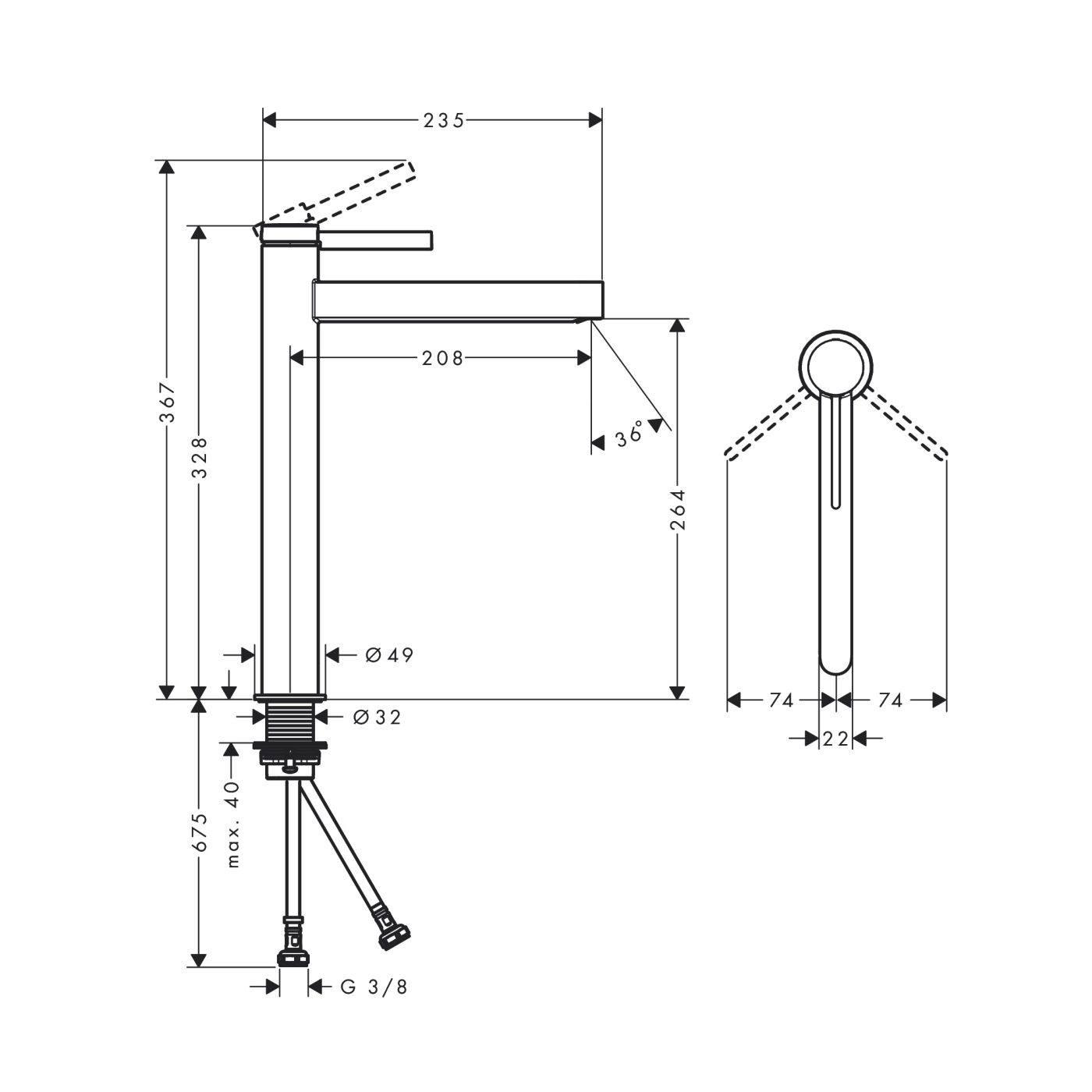 Hansgrohe Finoris 260 Chrome baterija (slavina) za umivaonik sa odlivnim ventilom sifona push-open 76070000