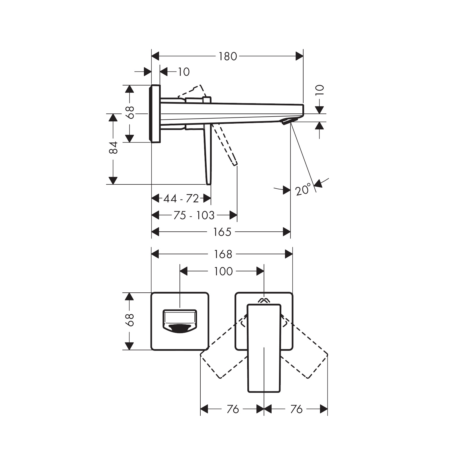 Hansgrohe Metropol 165 Chrome uzidna baterija (slavina) za umivaonik sa odlivnim ventilom sifona nezatvorivim 32525000