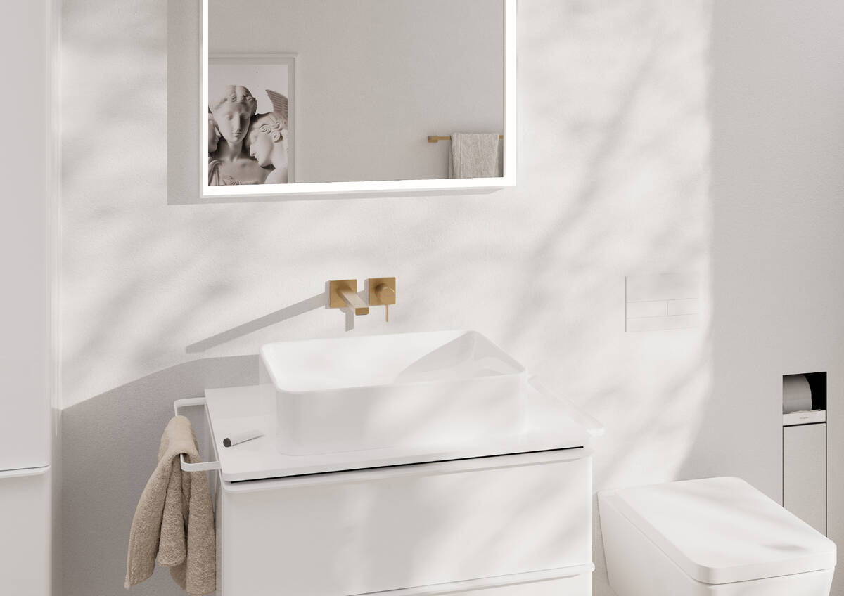 Hansgrohe Tecturis E 225 EcoSmart+ Brushed Bronze baterija (slavina) za umivaonik zidna sa odlivnim ventilom sifona nezatvorivim 73051140