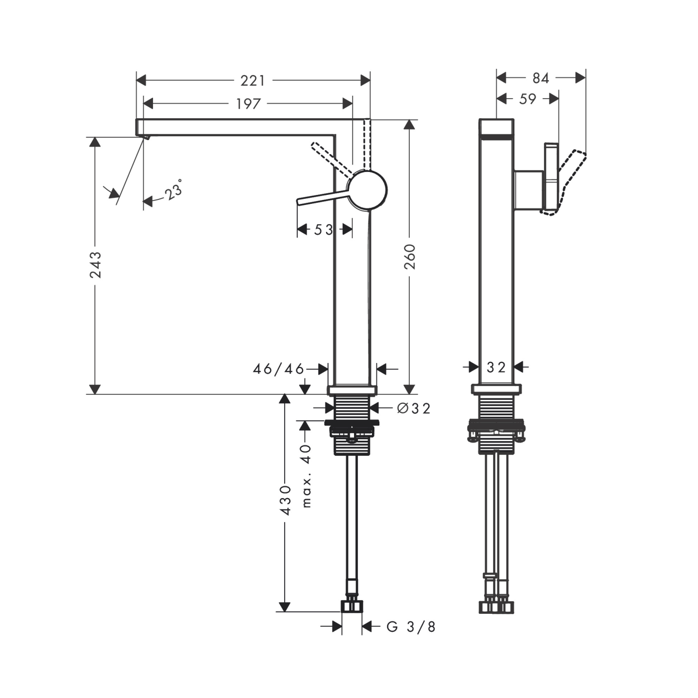 Hansgrohe Tecturis E 240 Fine CoolStart EcoSmart+ Chrome baterija (slavina) za umivaonik sa odlivnim ventilom sifona push-open 73070000