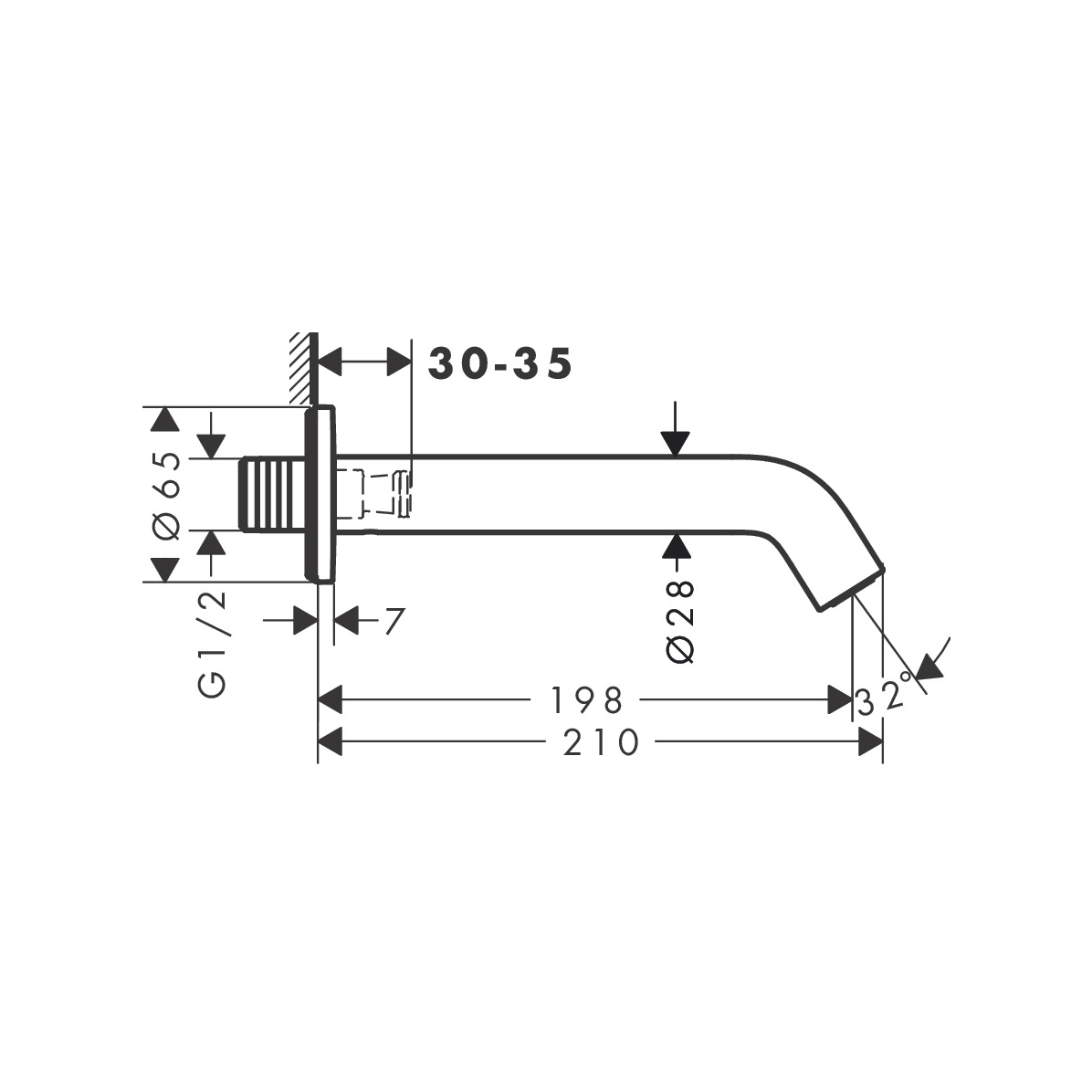 Hansgrohe Tecturis S Brushed Bronze izliv za kadu zidni 73411140
