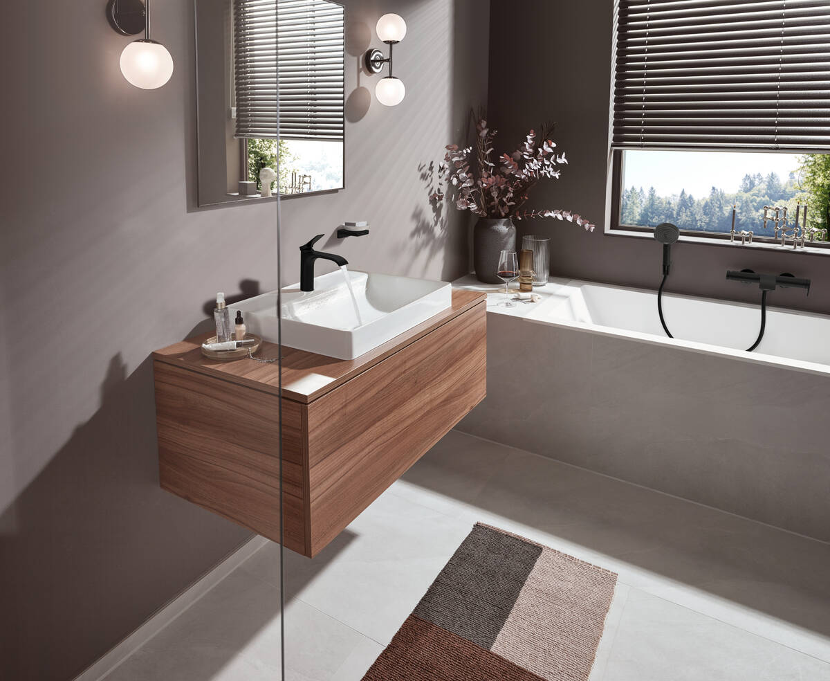 Hansgrohe Vivenis 110 Matt Black baterija (slavina) za umivaonik sa odlivnim ventilom sifona pop-up 75020670