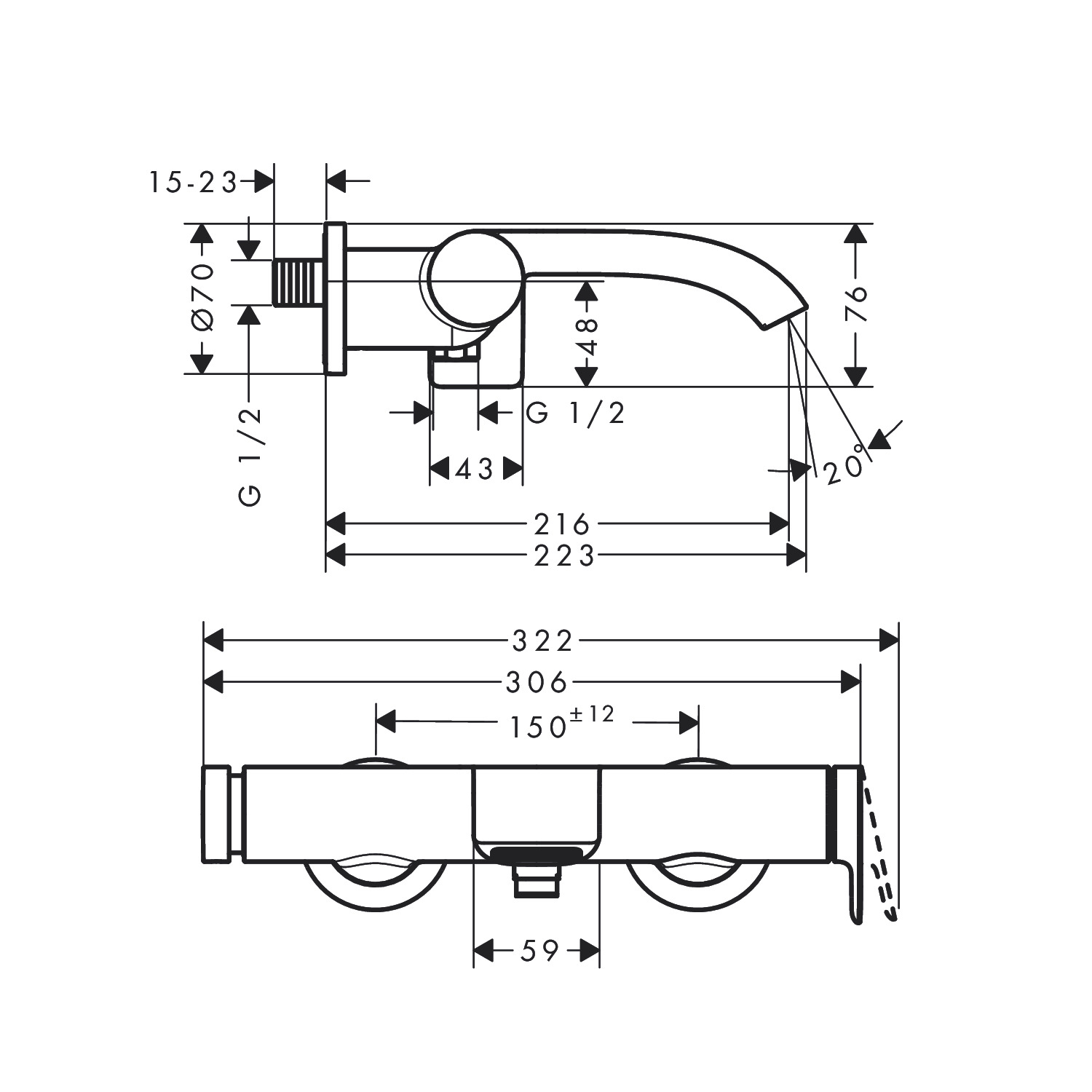Hansgrohe Vivenis Chrome baterija (slavina) za tuš sa izlivom 75420000