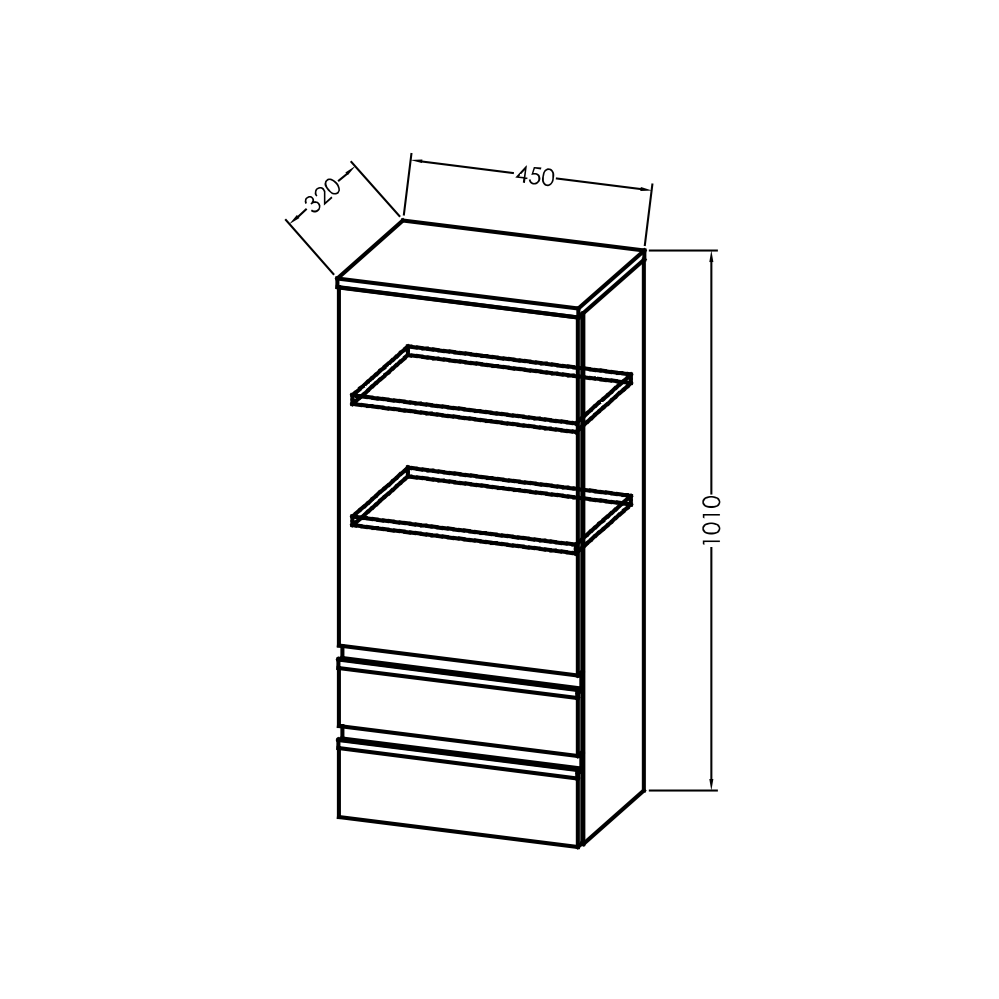 Kolpa San Alexis A 1011 Dark Concrete ormar konzolni 45x32x101 sa 2 fioke, vratima i 2 police 547320